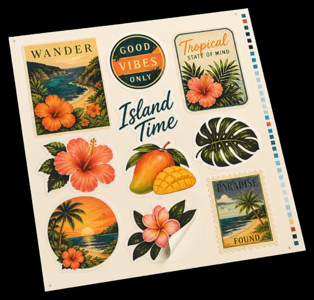 Stickers print production example created with PDF Press