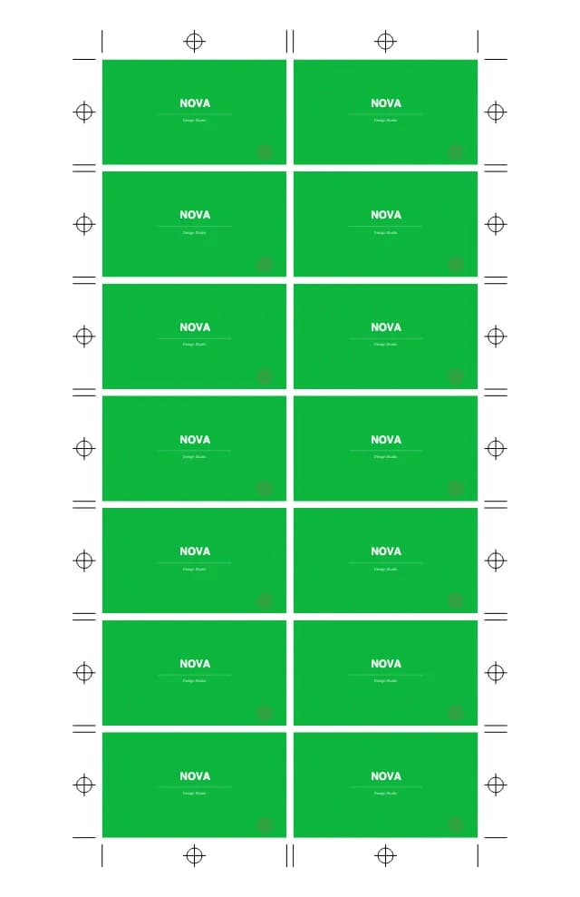 Fourteen-up business card imposition template preview