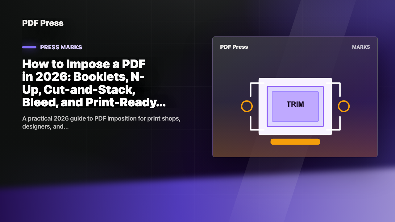 How to Impose a PDF in 2026: Booklets, N-Up, Cut-and-Stack, Bleed, and Print-Ready Layouts cover illustration