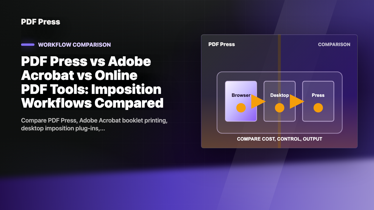 PDF Press vs Adobe Acrobat vs Online PDF Tools: Imposition Workflows Compared cover illustration