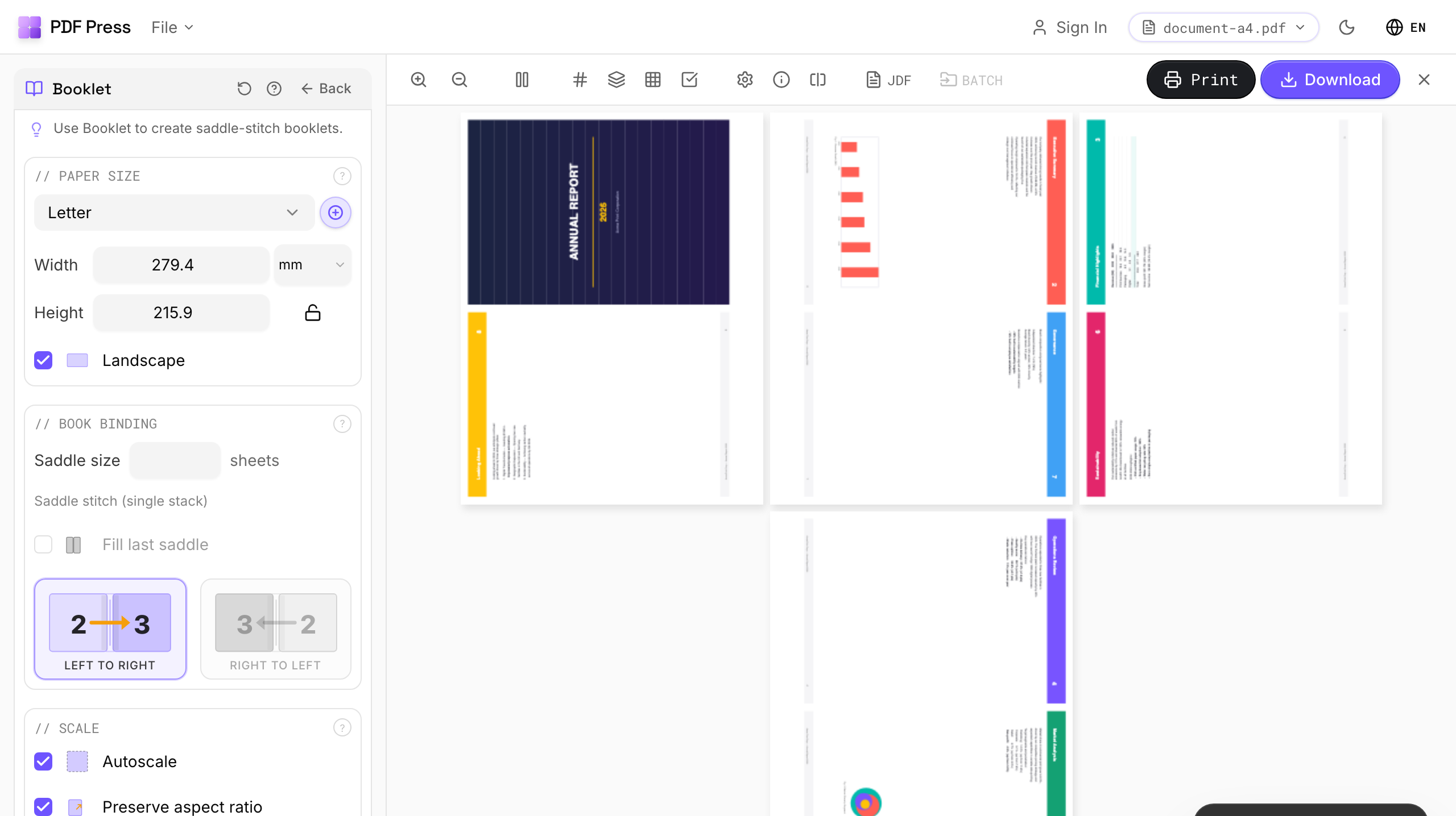 Configure binding and sheet — fiery-impose-alternative in PDF Press