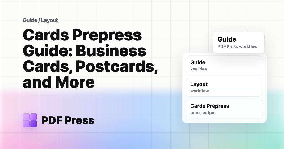 Cards Prepress Guide: Business Cards, Postcards, and More cover illustration