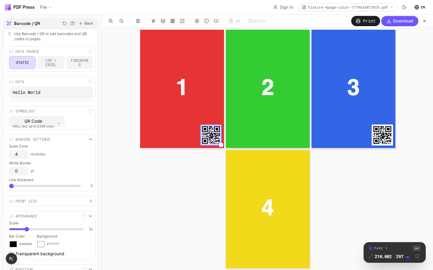 Barcode / QR — QR Code Mode