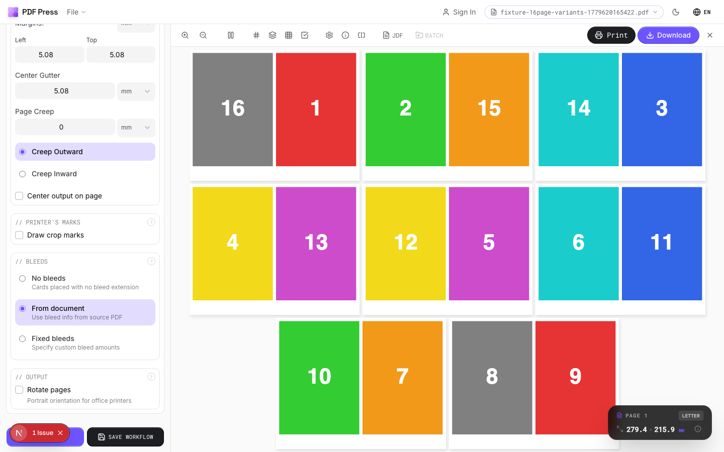 Booklet — Rotated Output