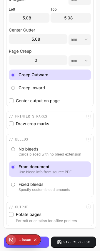 Rotated Output — settings