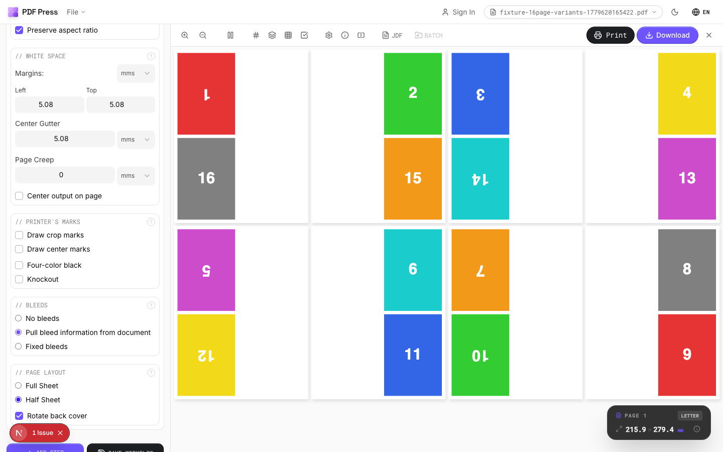 Calendar — Half Sheet Layout