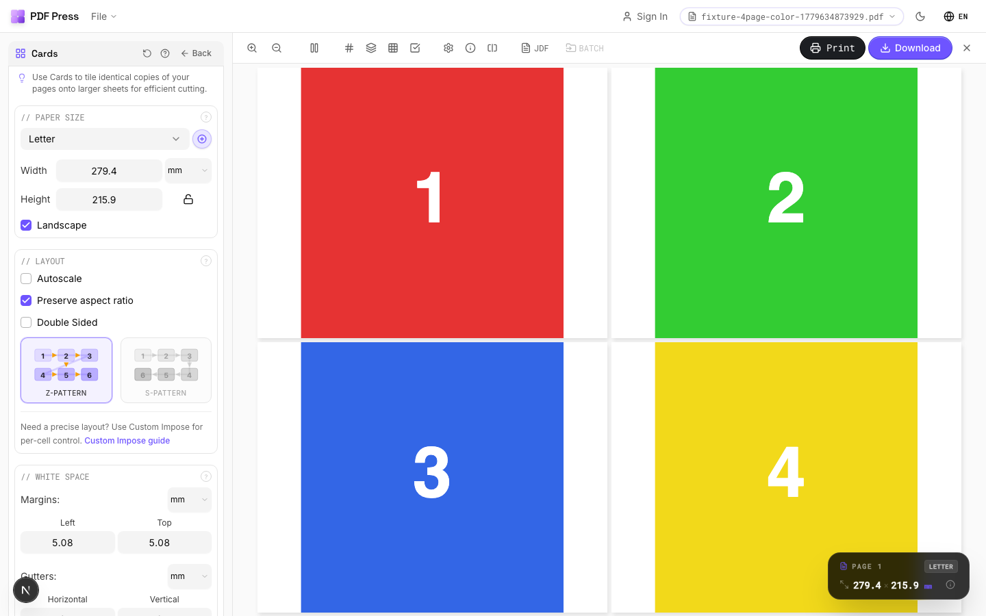 Cards — Landscape Orientation