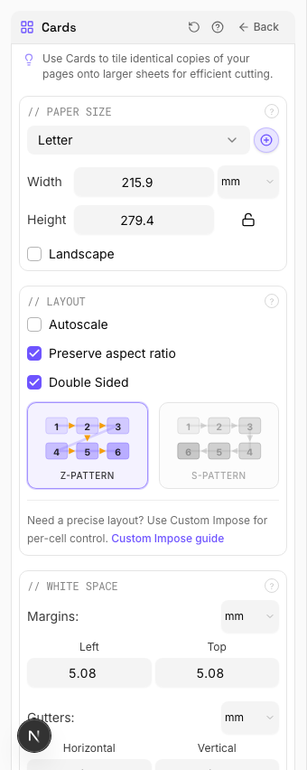 Double Sided — settings