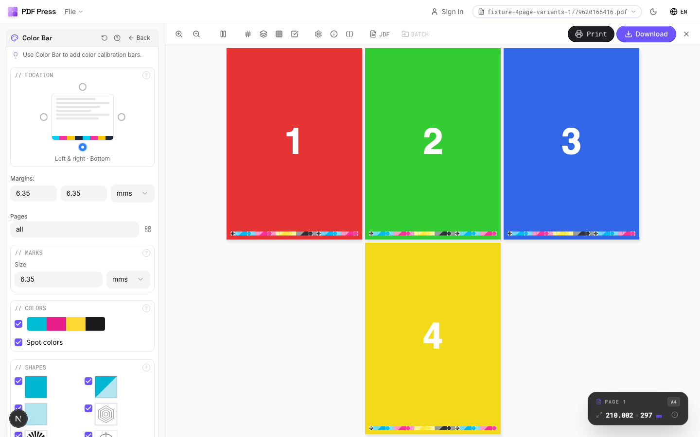 Color Bar — Color Bar at Bottom Edge