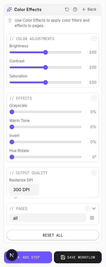 High Contrast Effect — settings