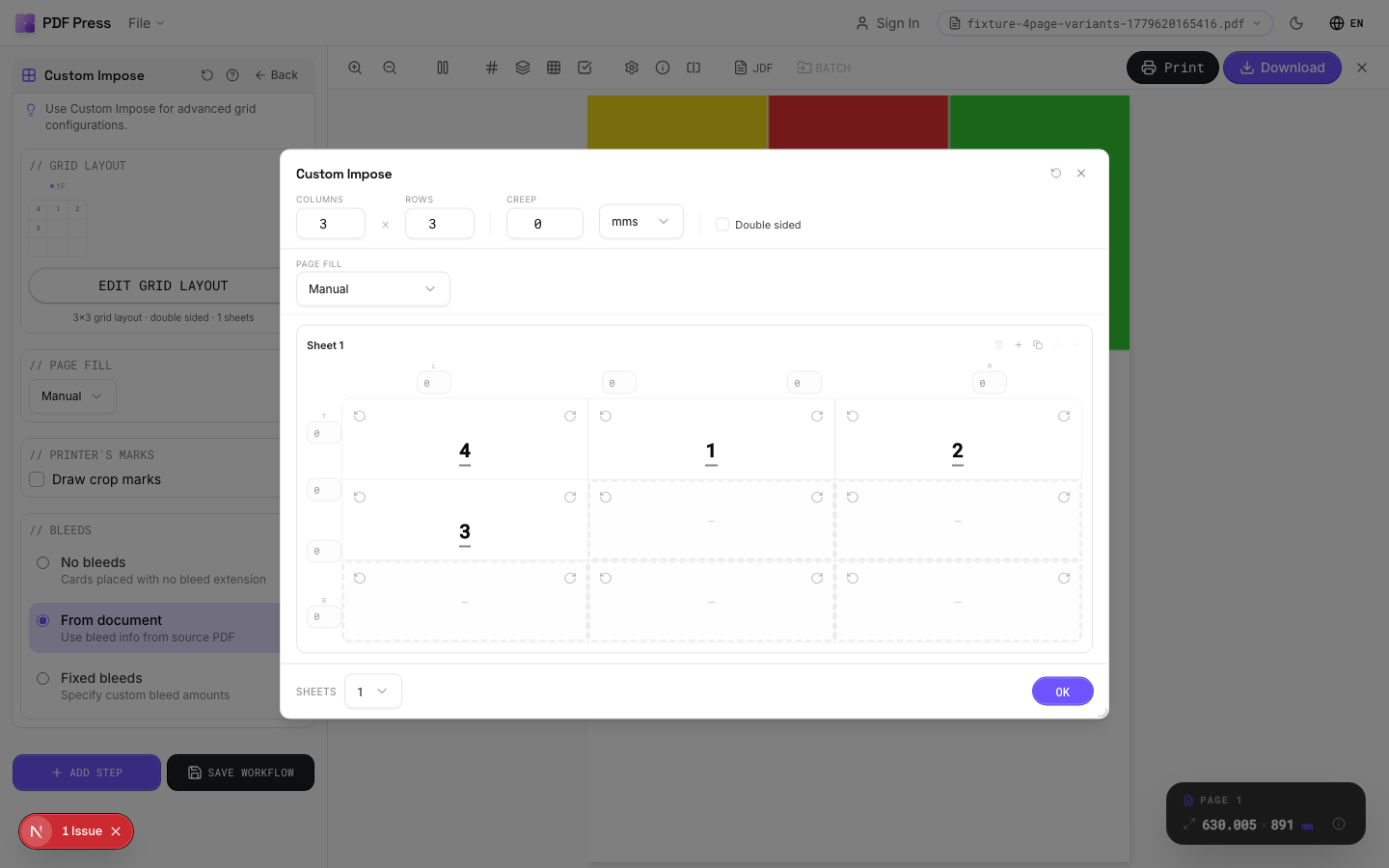 Custom Impose — Double-Sided Sheets