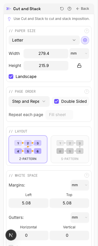 Double Sided — settings
