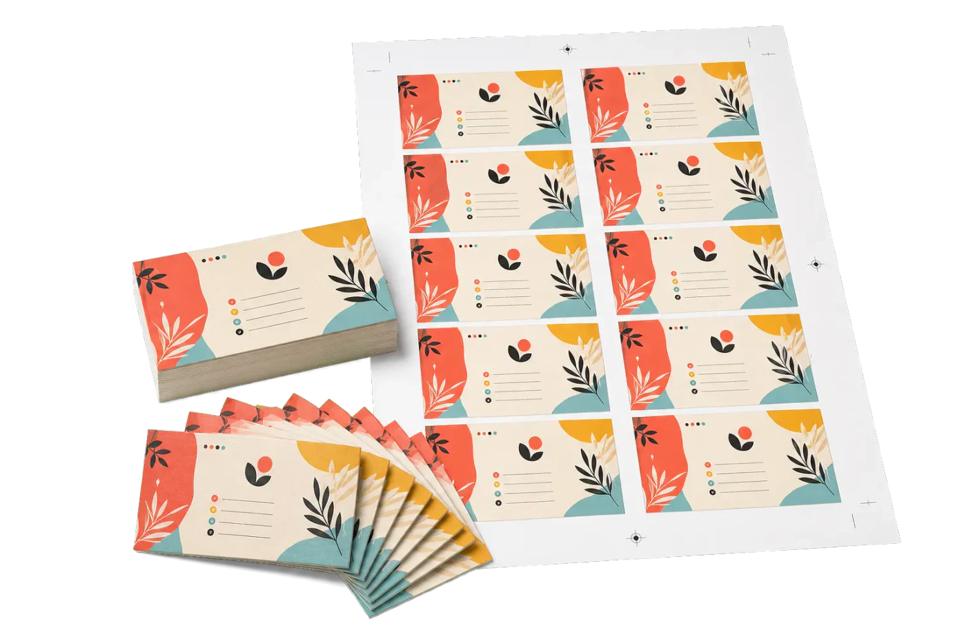 10-Up Business Cards print example