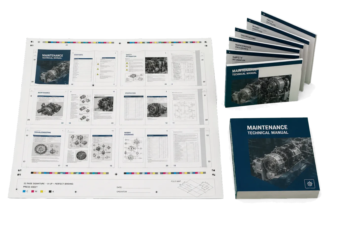32-Page Book Signature (8-Up) realistic print production example