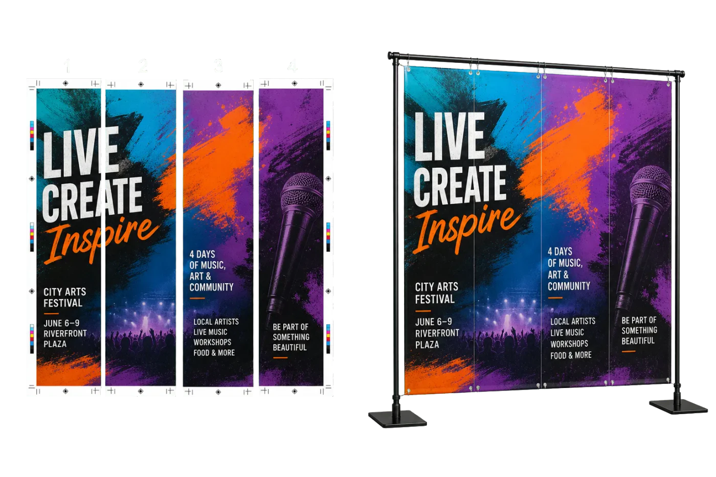 Banner Tiles 4-Up (24×36" panels) print example