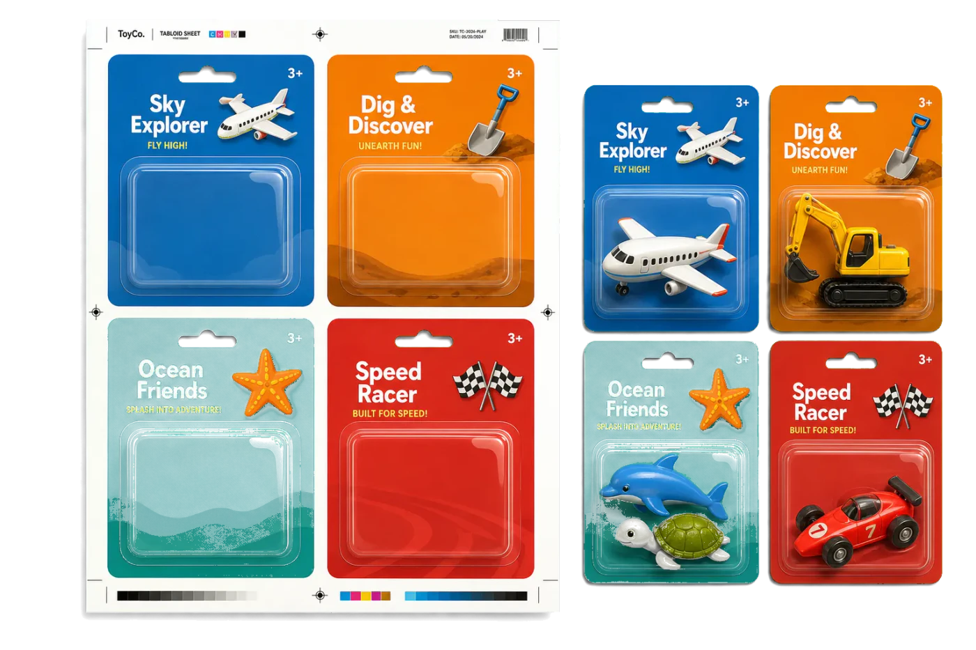 Blister Card 4-Up realistic print production example