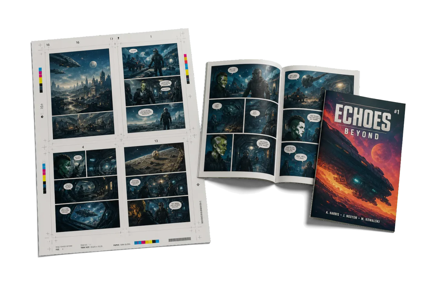 US Comic Book (6.625×10.25") realistic print production example
