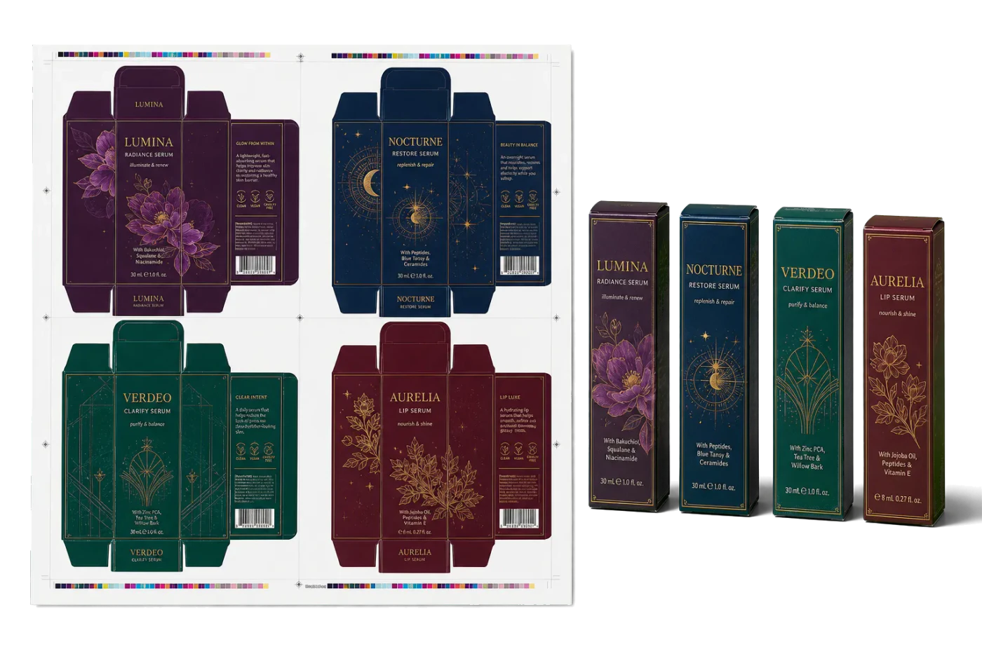Cosmetic Box Flats realistic print production example