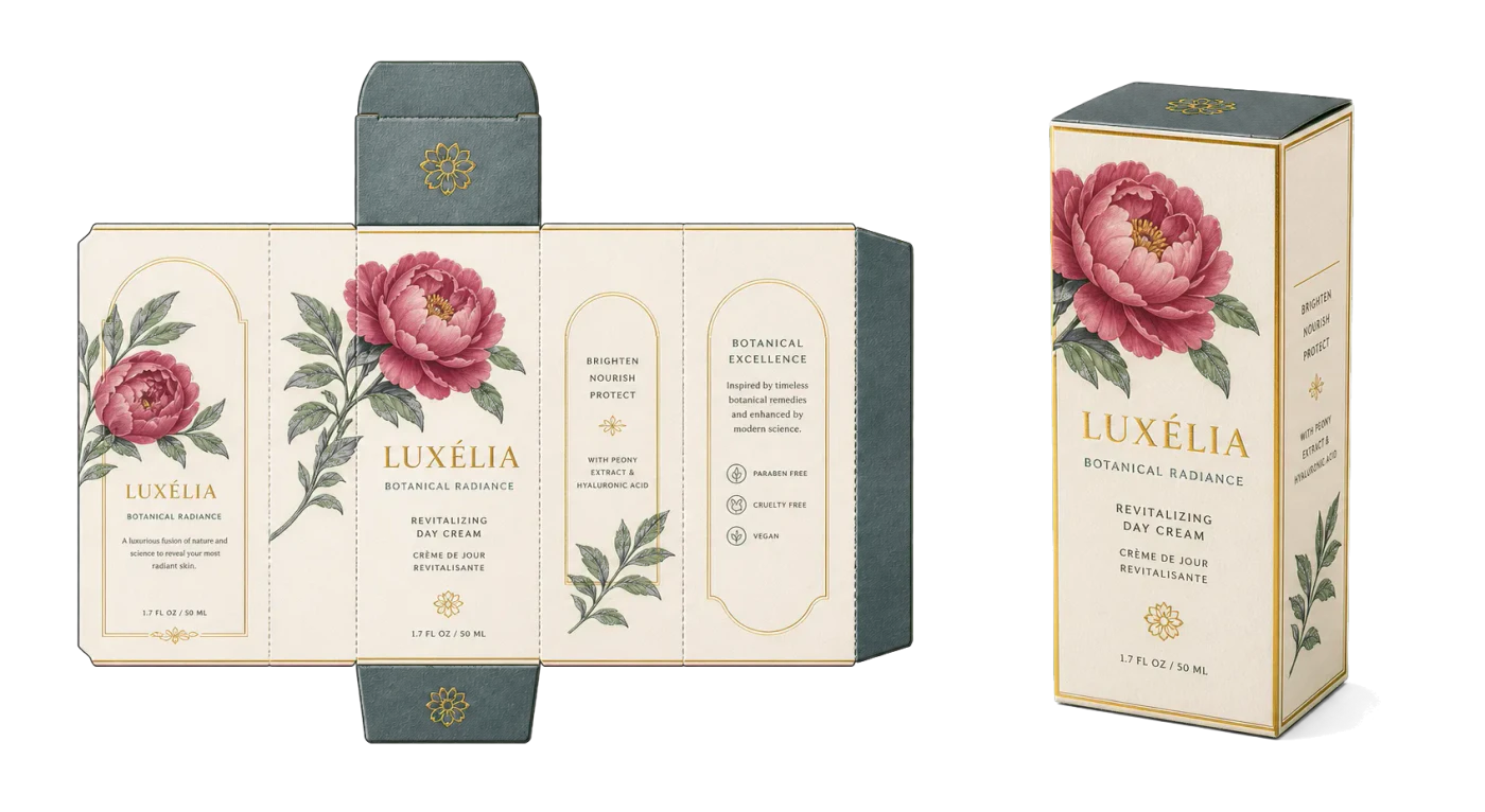 Folding Carton — Straight Tuck End realistic print production example