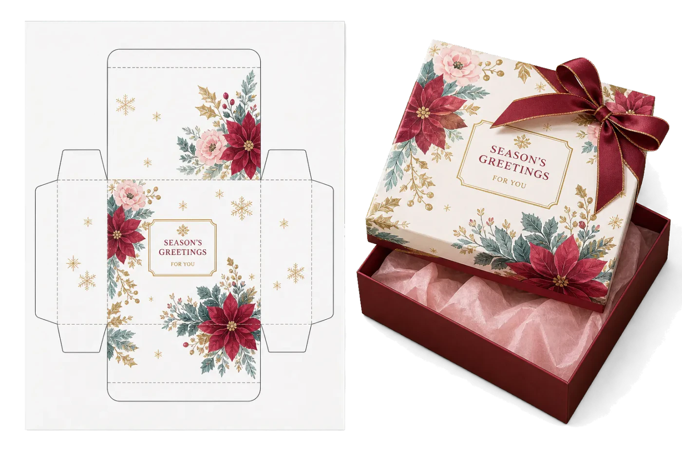 Gift Box Flat (Tabloid) realistic print production example
