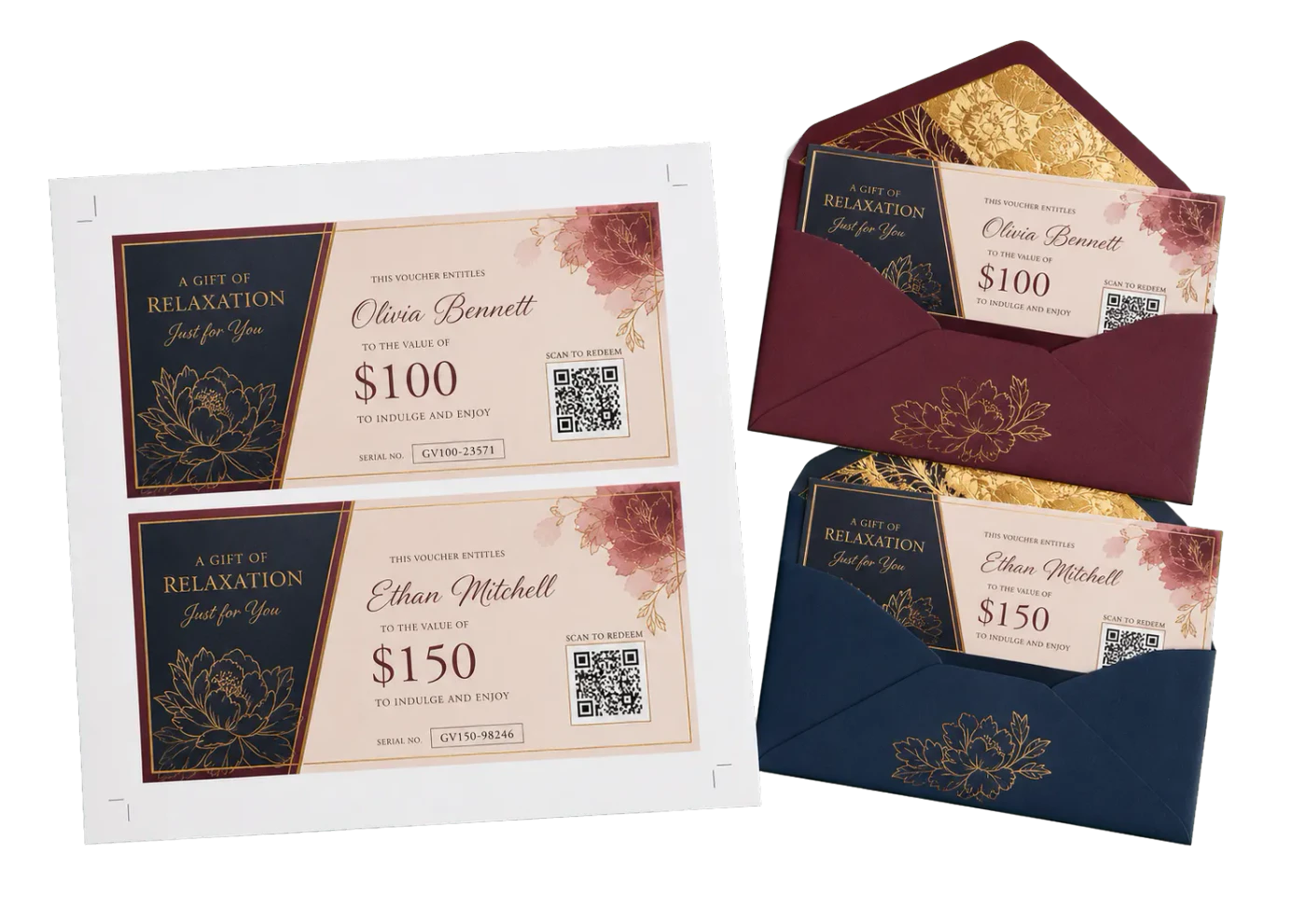Gift Vouchers (QR Code) print example
