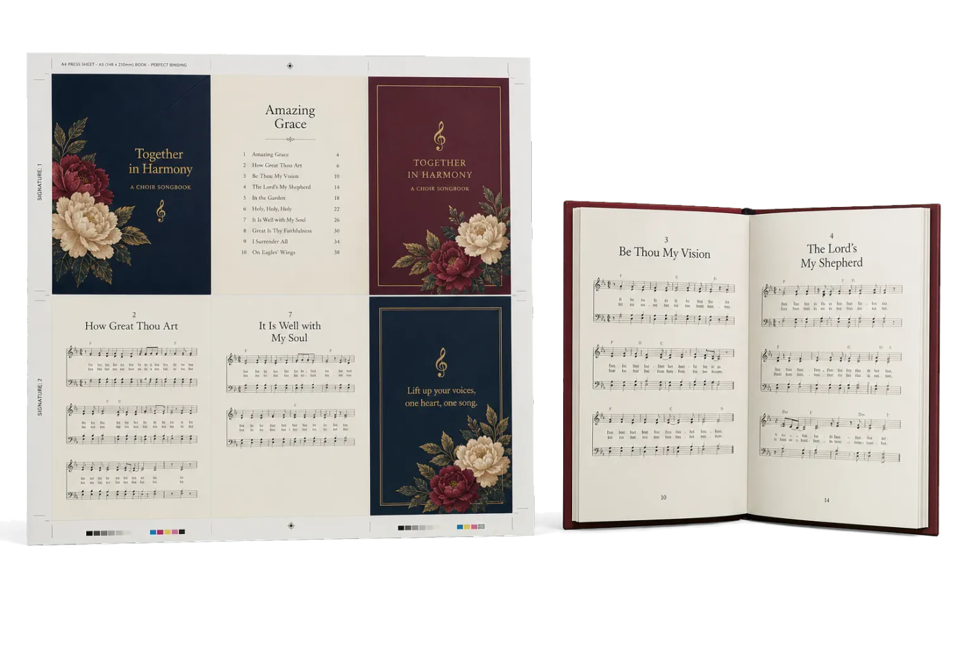 Hymnal / Songbook (A5) realistic print production example