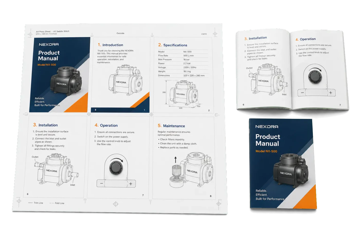 Instruction Manual (A5) realistic print production example