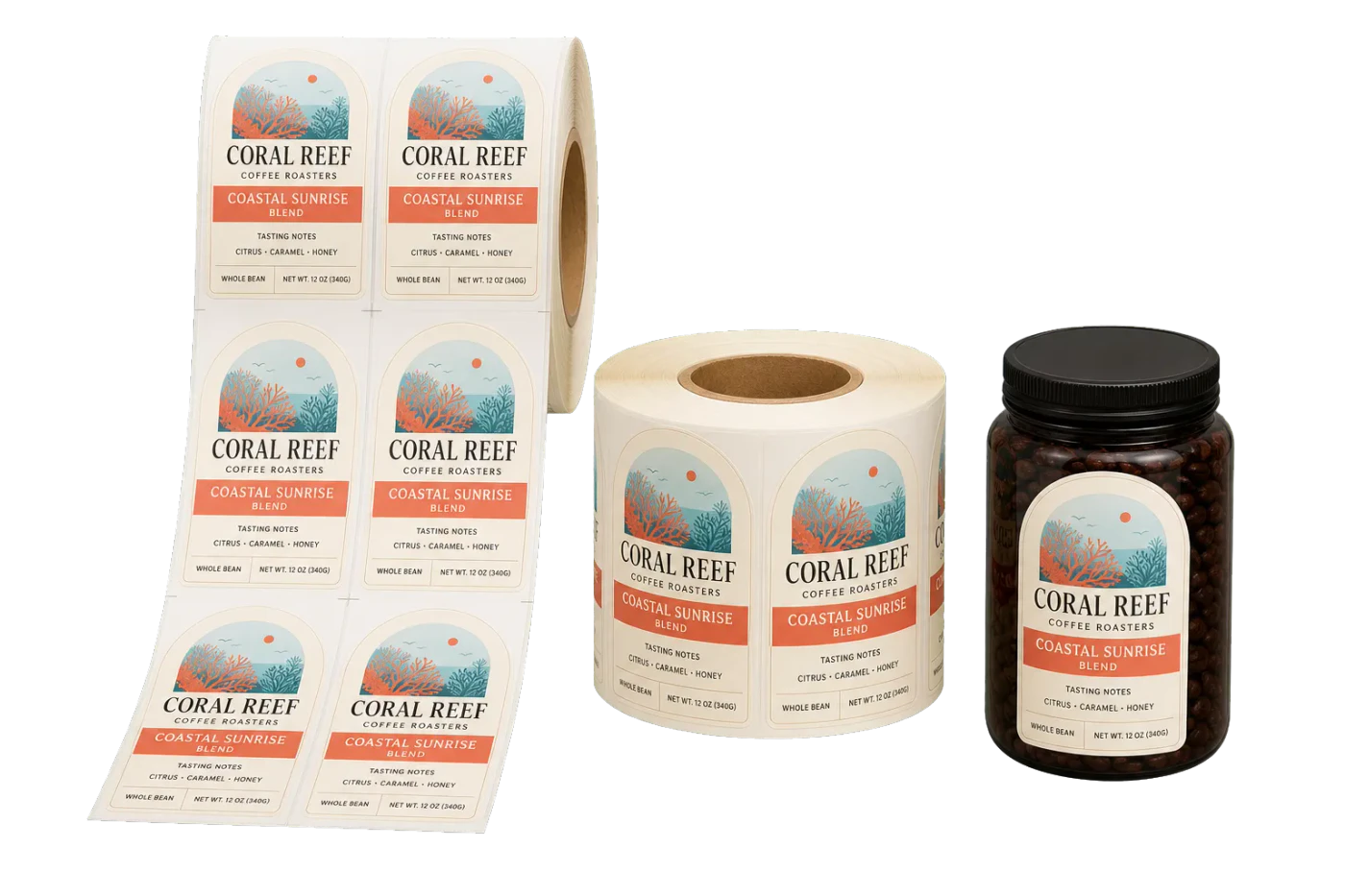 Label Roll 4" (Continuous) realistic print production example