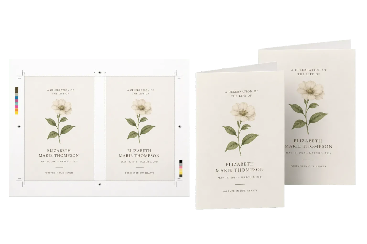 Memorial / Funeral Program realistic print production example