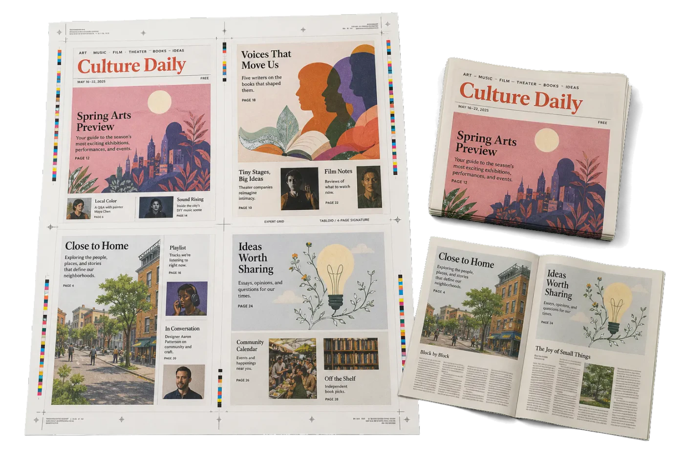 Newspaper Tabloid Signature realistic print production example