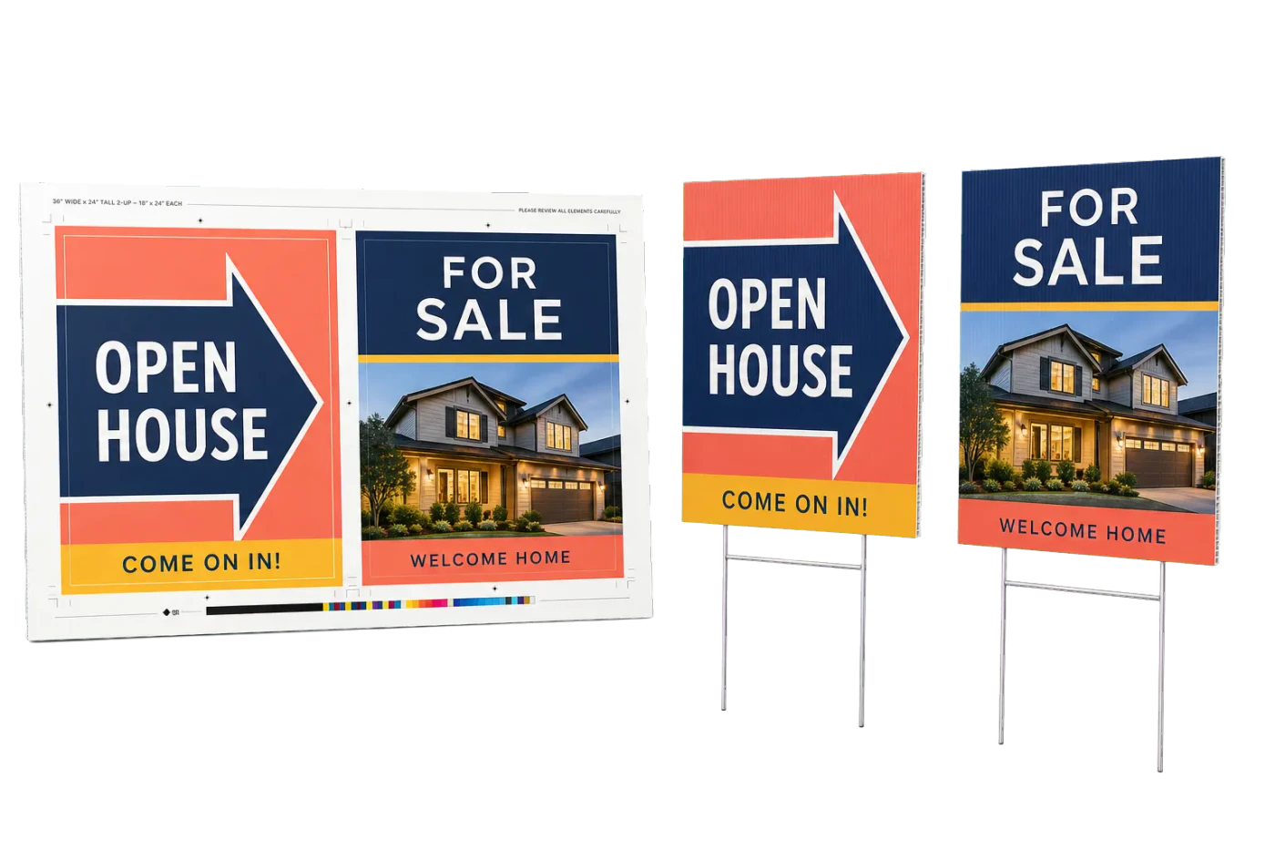 Open-House Yard Sign 2-Up (18×24") print example