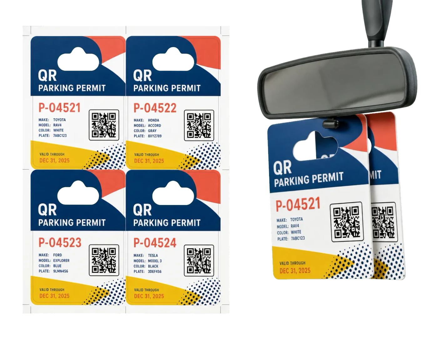 Parking Permits (QR Code) realistic print production example