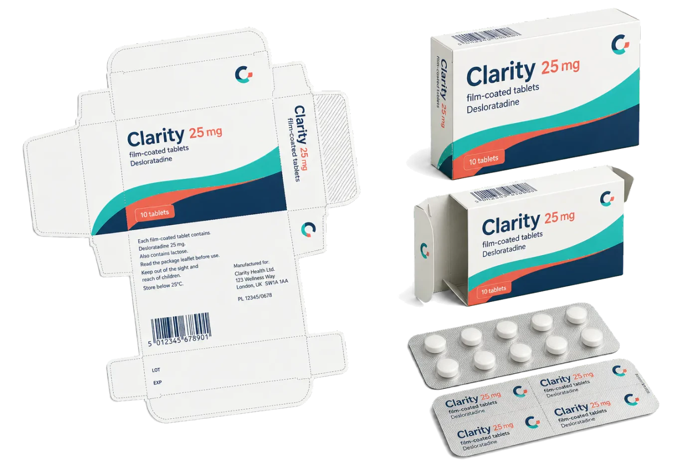 Pill Box Flat Pattern realistic print production example