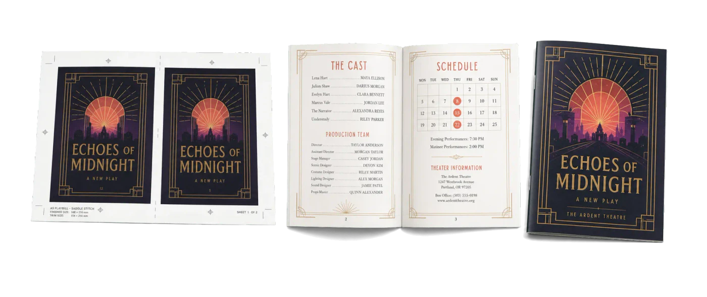 Playbill / Theater Program realistic print production example