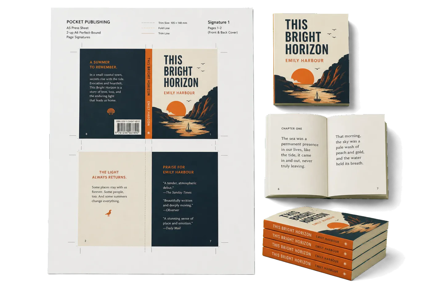 Pocket Book (A6 from A5) realistic print production example