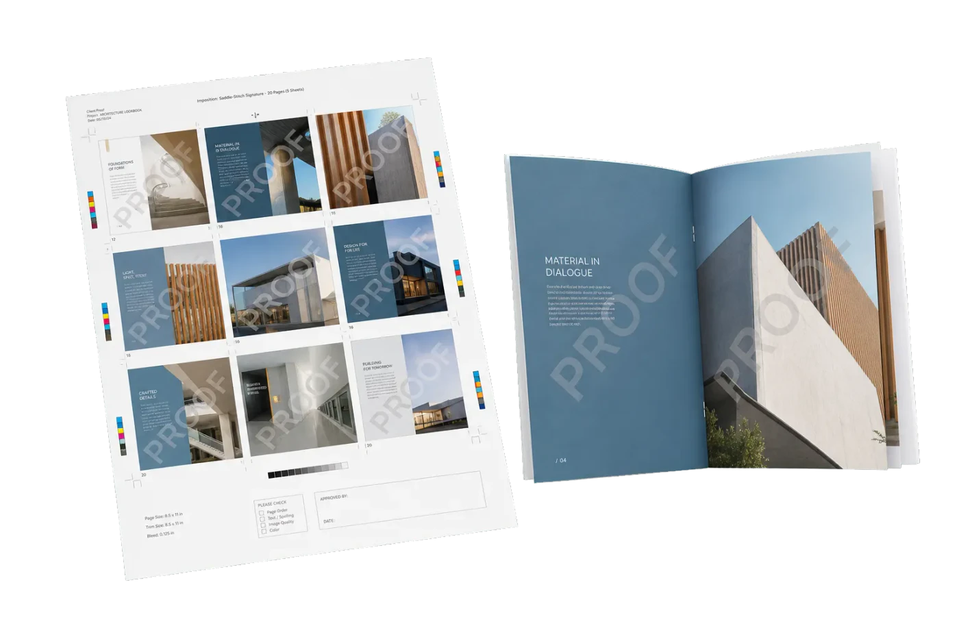 Proof Booklet with Watermark realistic print production example