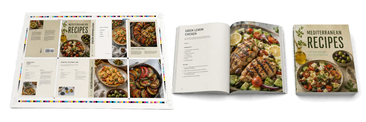 Recipe Book (Letter) realistic print production example