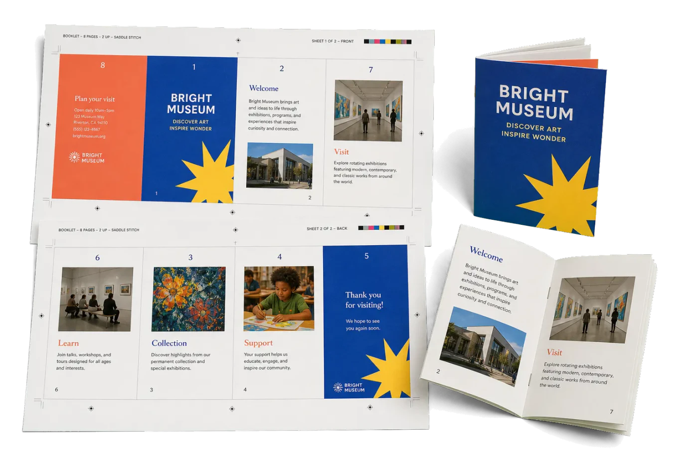 8-Page Saddle-Stitch Booklet realistic print production example