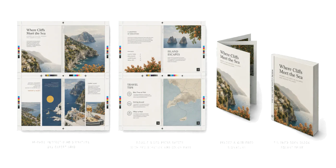 16-Page Signature (Perfect Bind) realistic print production example
