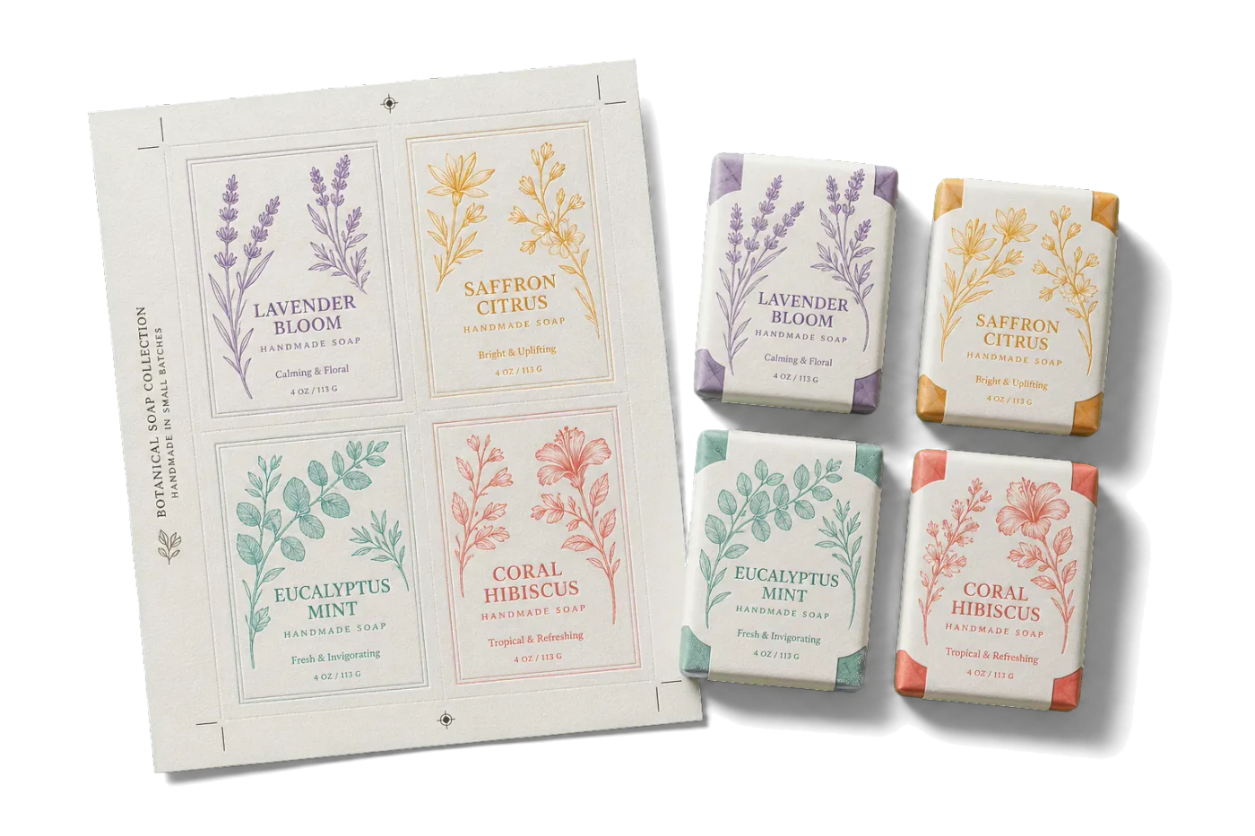 Soap Bar Wrap 4-Up realistic print production example