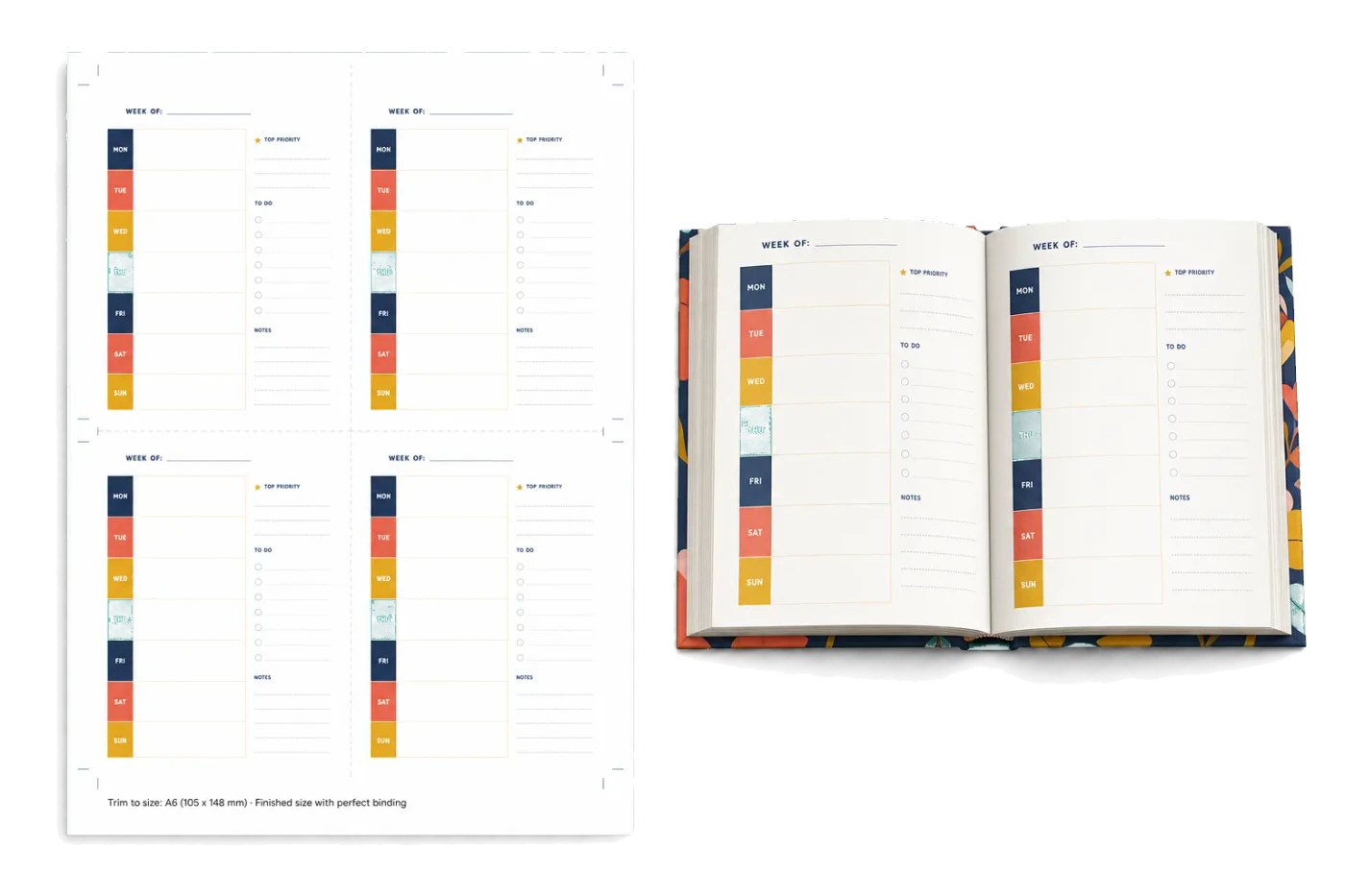 Student Planner (4-Up) realistic print production example