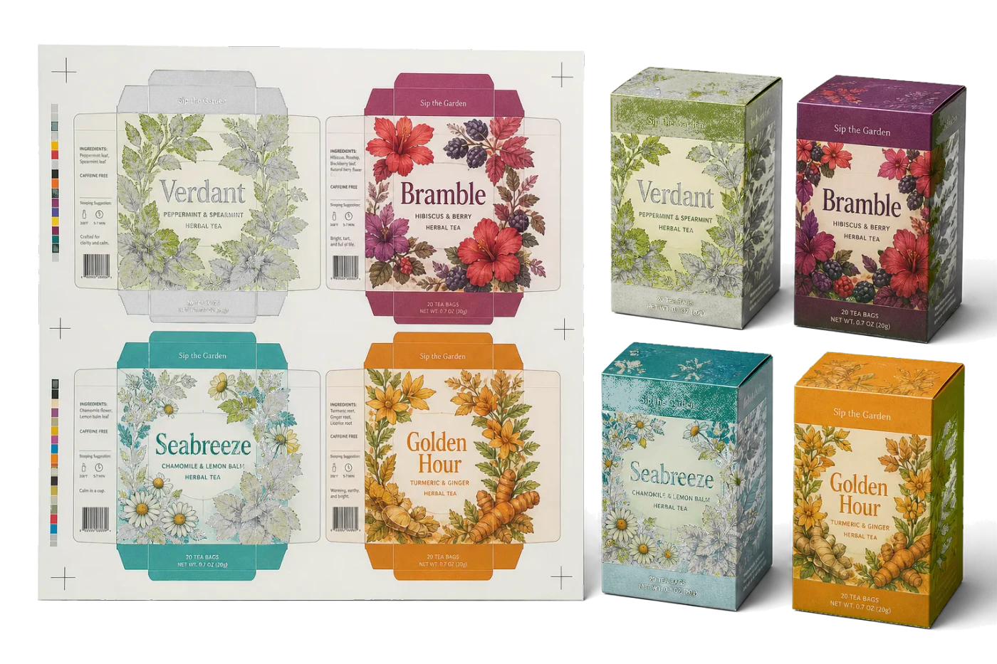 Tea Box Wrap realistic print production example