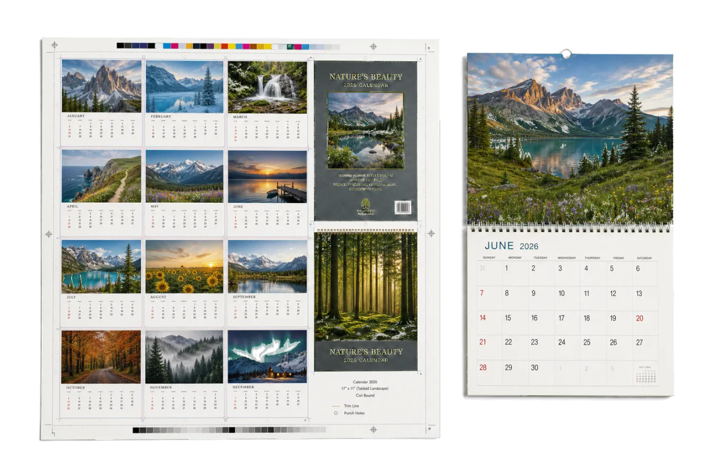 Landscape Wall Calendar realistic print production example