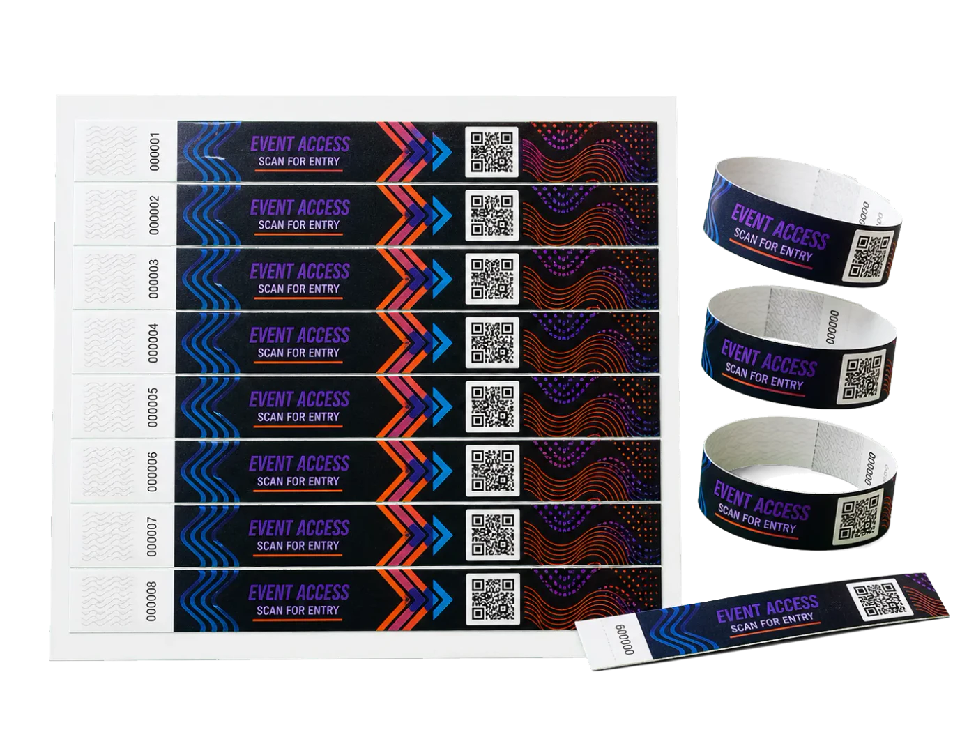 Wristbands (QR Code) realistic print production example